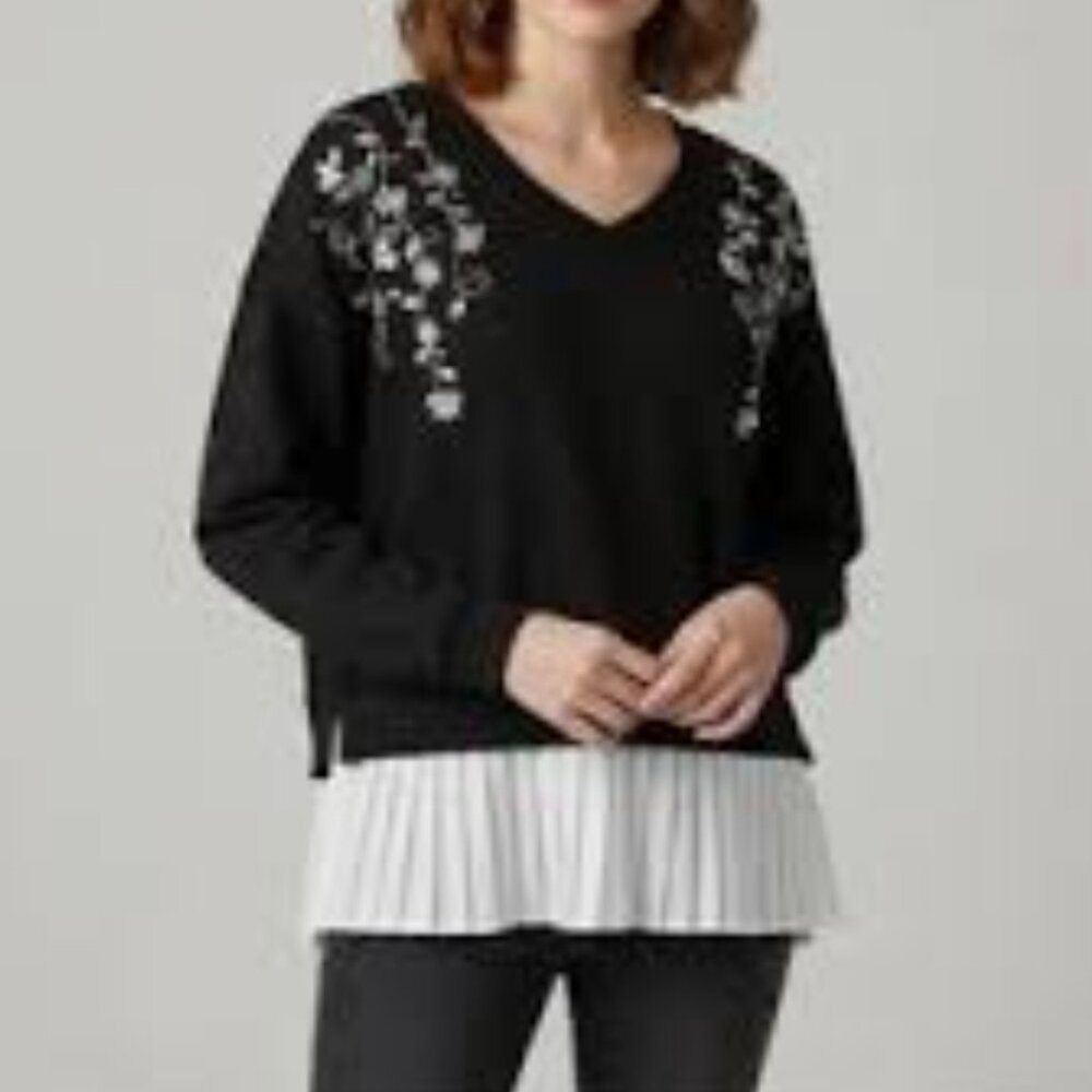 Calligraphie Rhinestones Embellished Cotton Sweatshirt Large